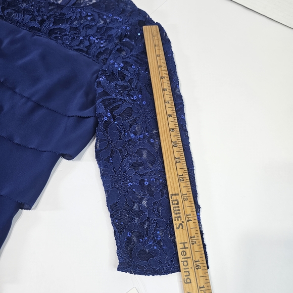 Alex Evenings Electric Blue Lace Tiered Womens Dress Sz 8 Petite - Picture 7 of 13